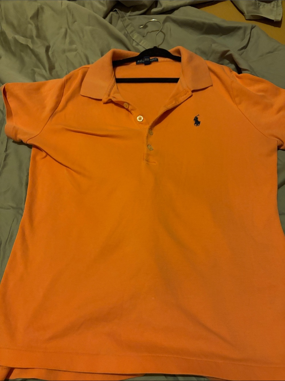 Ralph Lauren Orange Polo with Navy Pony women's large